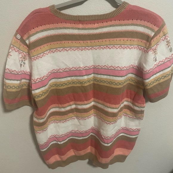 Alfred Dunner Floral Beige& Pink Small Cottagecore Vintage Thick Top Size Large - Picture 2 of 3